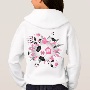 filles balle de football étoiles rose noir monogra