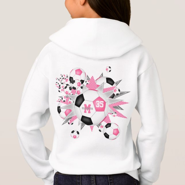 filles balle de football étoiles rose noir monogra (Dos)