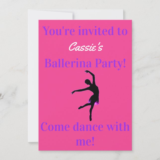 Filles Ballerina Invitations de fête d'anniversair (Devant)
