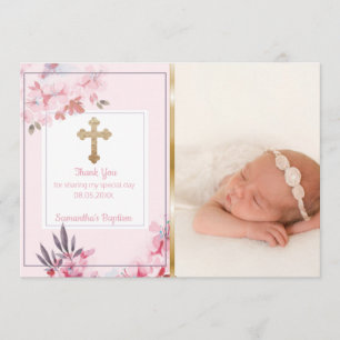 Filles Baptême Merci   Photo personnalisée Fleur r