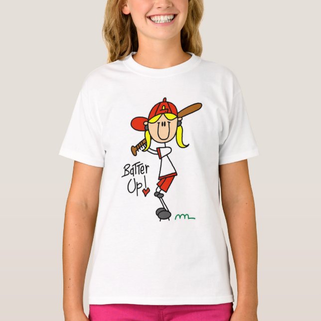 Filles Baseball Batter des T-shirts et des cadeaux (Devant)
