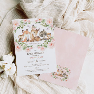 Filles Boho Floral Woodland Baby shower Invitation