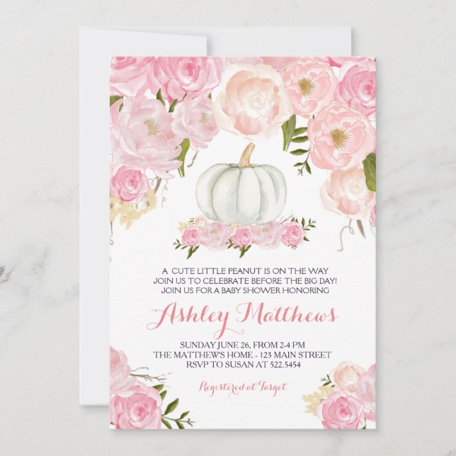 Filles citrouille bébé bébé douche Invitations (Devant)