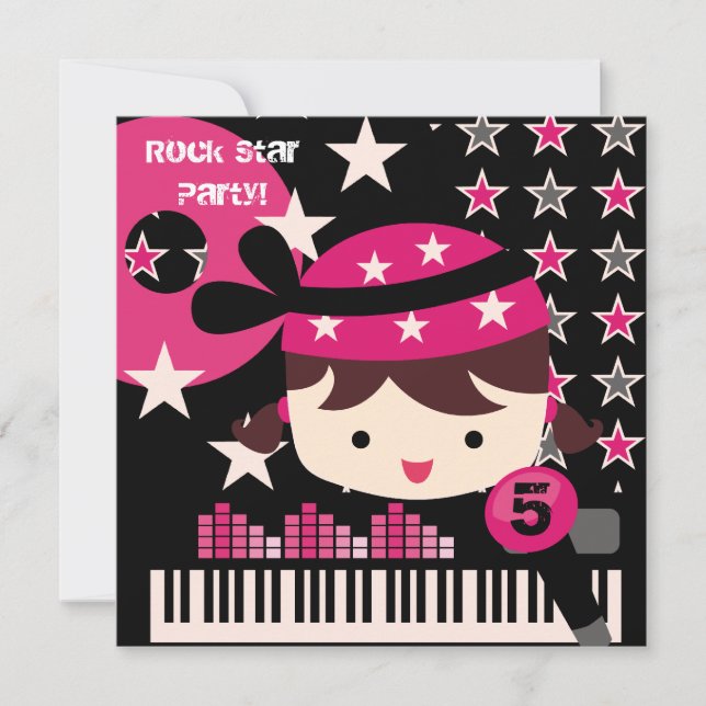 Filles customisées Rock Star Invitations Anniversa (Devant)