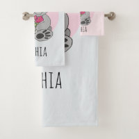 Filles Cute Koala Ours et fleurs et nom Enfants