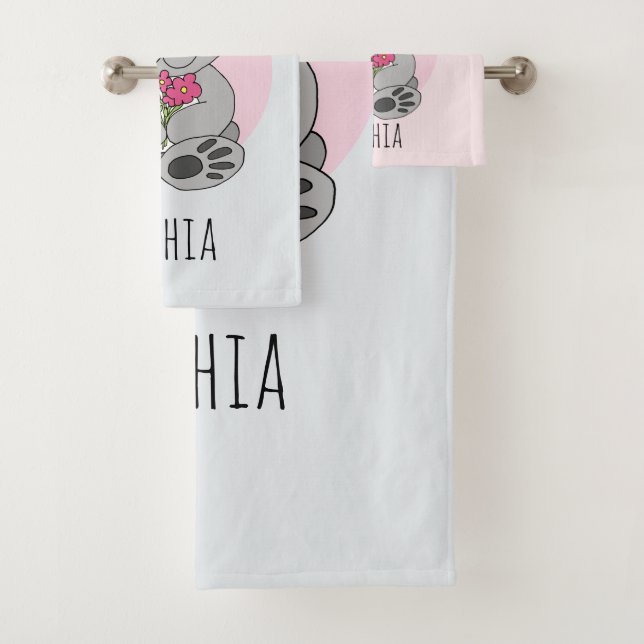 Filles Cute Koala Ours et fleurs et nom Enfants (En situation)