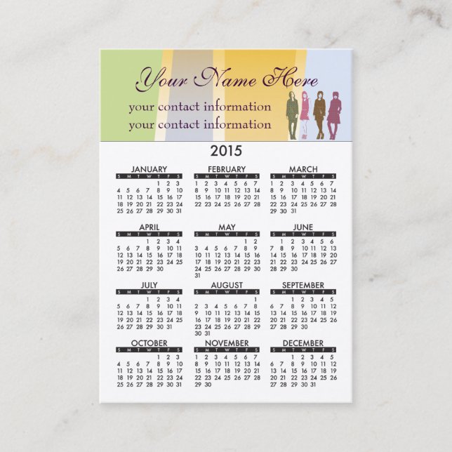 Filles de calendrier de carte de visite rétros (Devant)
