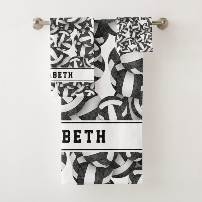 filles de volley-ball nom athlétique noir blanc (En situation)