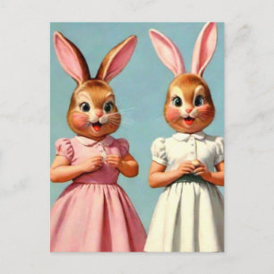 Filles drôles de lapin de Pâques Carte postale
