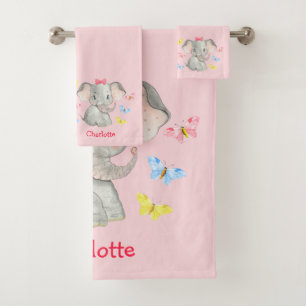 Filles Eléphantes de bébé personnalisées rose  