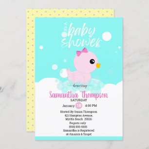 Filles en caoutchouc Ducky Baby Shower Invitations