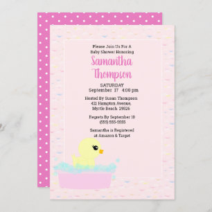 Filles en caoutchouc Ducky Baby Shower Invitations