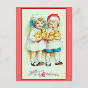 Filles et poupons pour bébés Cartes de Pâques Vint