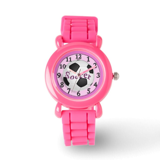 Filles Football rose Montre pour enfants (Recto)