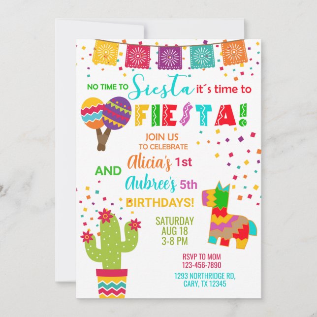 Filles frères et soeurs Fiesta invitation d'invita (Devant)
