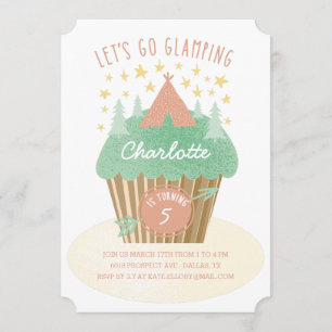 Filles Glamping Invitation de fête d'anniversaire