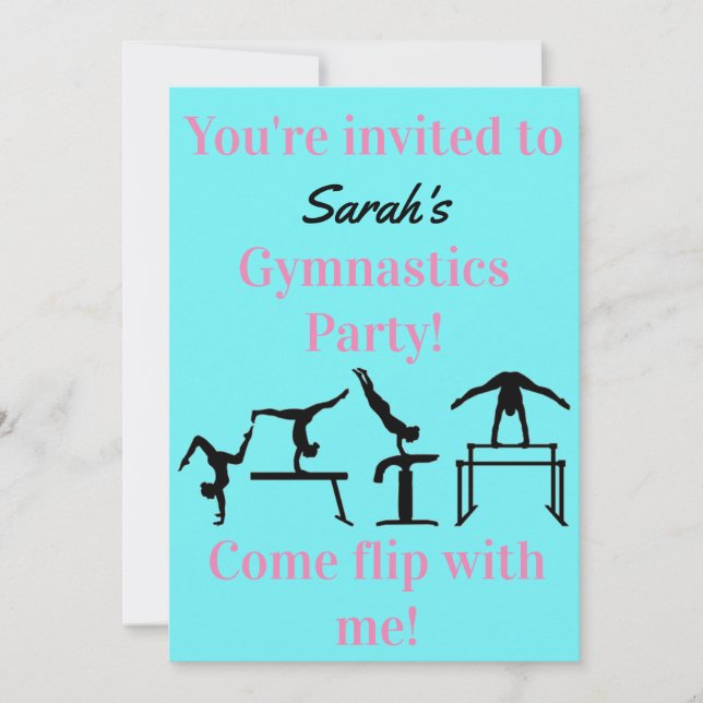 Filles Gymnastique personnalisée Invitation de fêt (Devant)