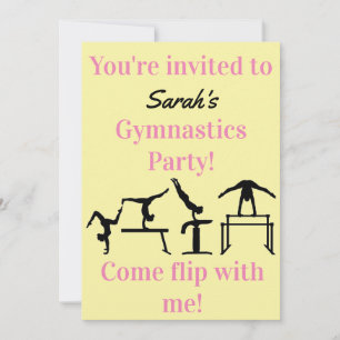 Filles Gymnastique personnalisée Invitation de fêt