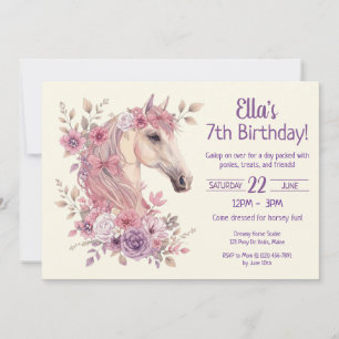 Filles Jolis Petits Chevaux Invitation Fleurale Pa