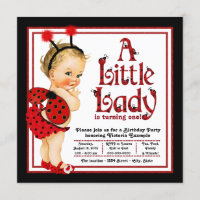 Filles Ladybug 1er Anniversaire Invitations