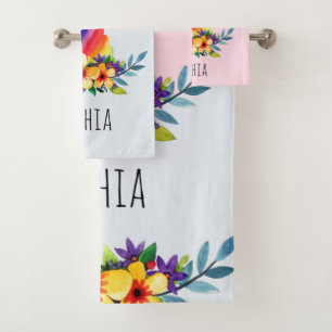 Filles mignonne arc-en-ciel Unicorn Fleurs et nom