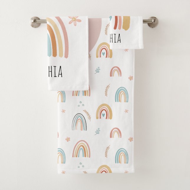 Filles mignonnes Boho Aquarelle Arc-en-ciel Motifs (En situation)