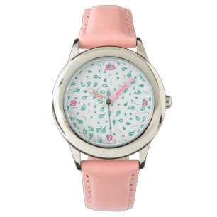 Filles Montre Rose Avec Paisleys Turquoises