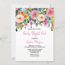 Filles Night Out Invitation Rose Floral Sublime