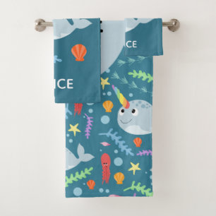 Filles Nom de Motif Narwhal moderne et tendance En
