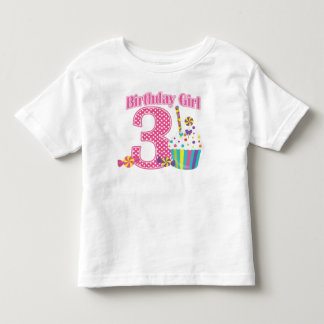 Filles Numéro 3 Cupcake Anniversaire T-shirt