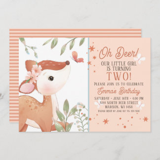 Filles Oh Deer Invitation de fête d'anniversaire