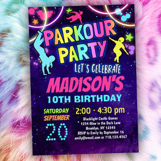 Filles Parkour Invitation de fête d'anniversaire