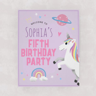 Filles Purple Unicorn Anniversaire Affiche de bien