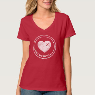 Filles qui voyagent T-shirt de V-Cou