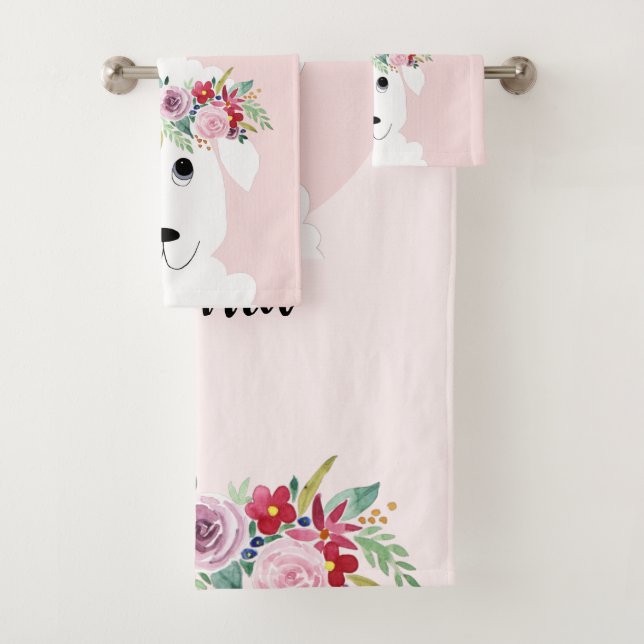 Filles Quimsical Floral Aquarelle Moutons et nom (En situation)