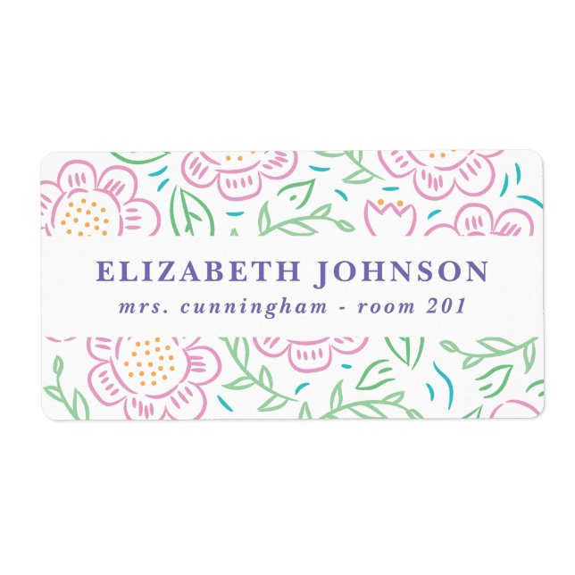 Filles Retour à l'école Étiquette floral 2 (Devant)