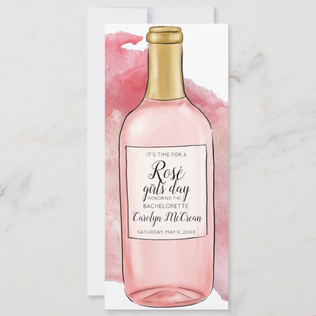 Filles Rosé Jour Bachelorette Invitation (Devant)