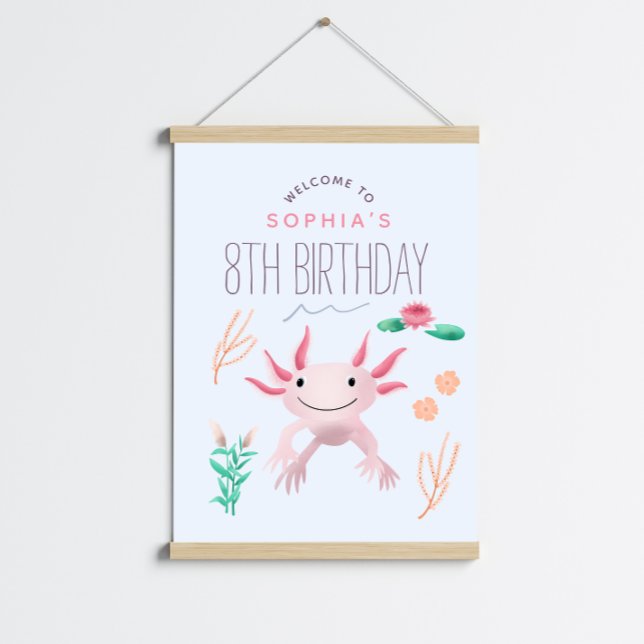 Filles rose Kawaii Axolotl Affiche de bienvenue d' (Créateur téléchargé)