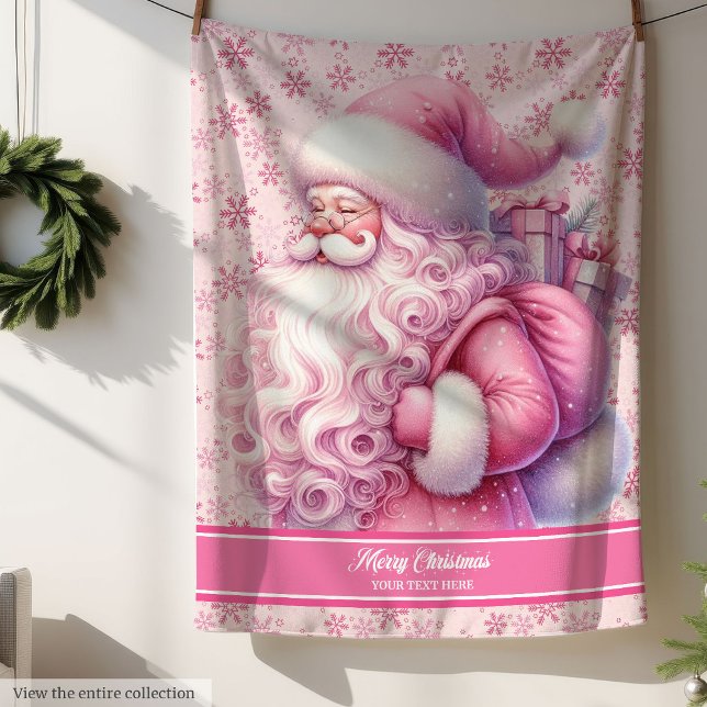 Filles Rose Père Noël Nom Couverture Fêtes Pinkmas (Girls Pink Santa Name Blanket Holiday Pinkmas)
