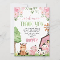 Filles roses Ferme Florale Carte de remerciements