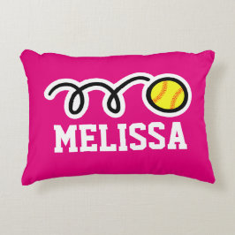 Filles roses personnalisées coussin avec softball 
