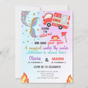 Filles sirène et invitation d'anniversaire de cami