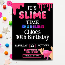 Filles Slime Invitation d'anniversaire