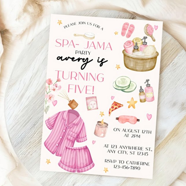 Filles Spa Rose-Jama Sleepover Invitation Annivers (Créateur téléchargé)