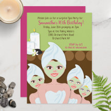 Filles spas Invitation d'anniversaire, n'importe q