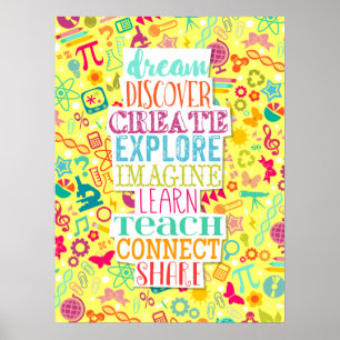 Filles STEM Rock Inspiration Poster Jaune