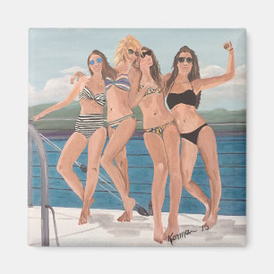 Filles sur un aimant de yacht