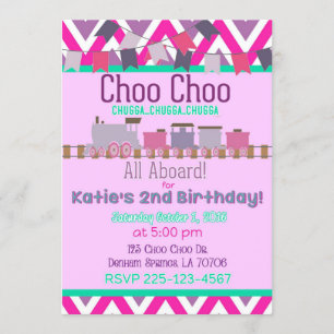 Filles Train Invitation Anniversaire