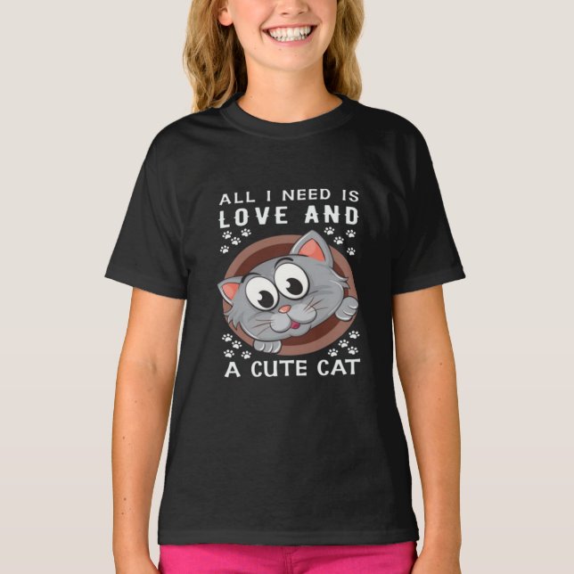 Filles Vêtements Un Chat Mignonne Filles T-shirt E (Devant)