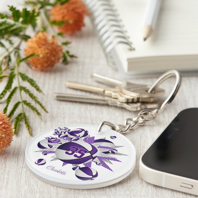 filles violet blanc basketballs étoiles (Devant droit)